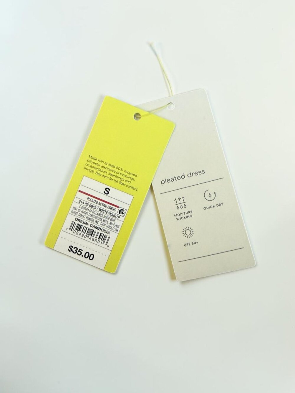 NWT Target Pleated Active Dress White Tennis Dress Moisture Wicking UPF 50+ - Picture 6 of 6